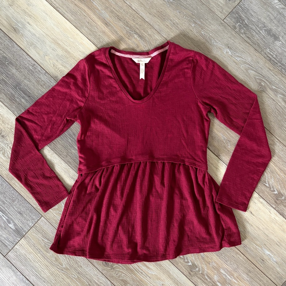 Matilda Jane Burgundy Long Sleeve Peplum Top